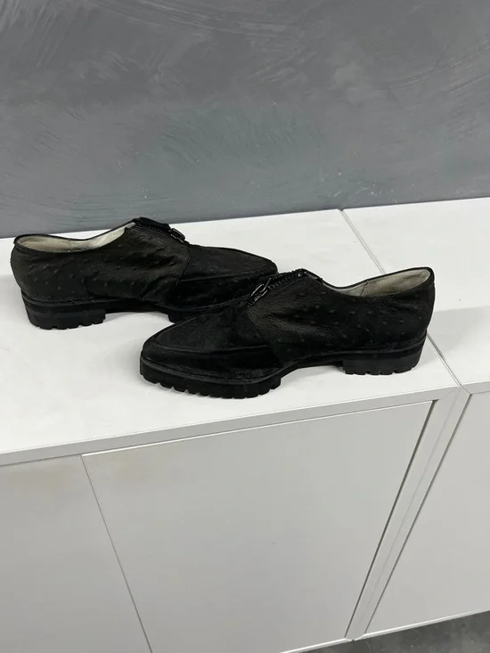 SENSO Black Ostrich Zip-Top Loafers - Picture 8 of 11